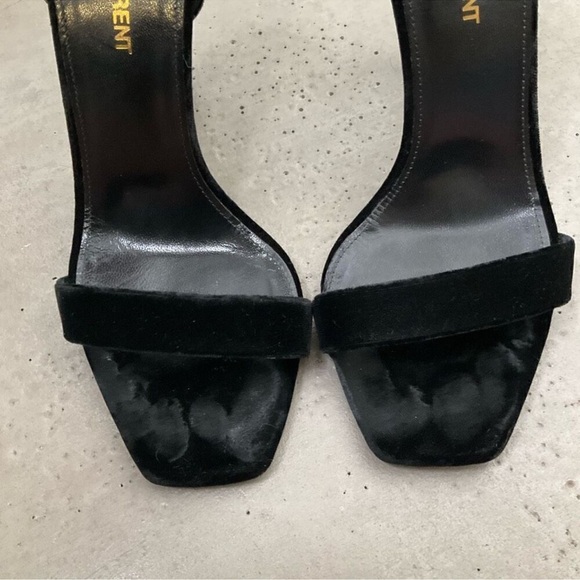 Saint Laurent Velvet Open Toe Heels- 37 - Picture 8 of 9